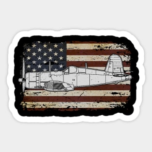 F4U Corsair US Airplane Aircraft Plane American Retro Flag Sticker